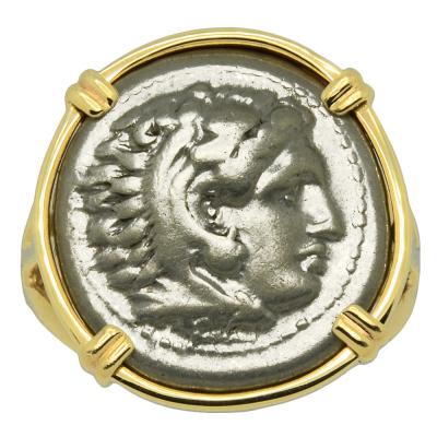 325-323 BC Alexander the Great coin in gold ladies ring