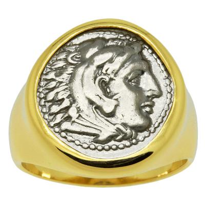 325-323 BC Alexander the Great coin gold men's ring
