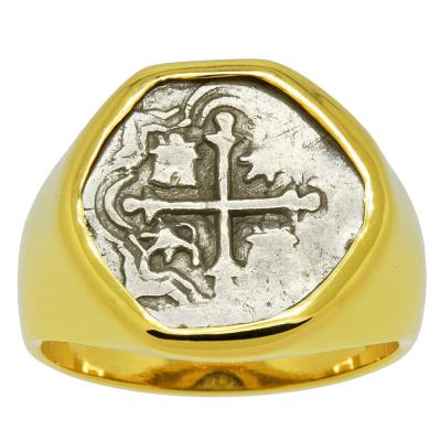 1623-1665 Spanish coin in gold men's ring