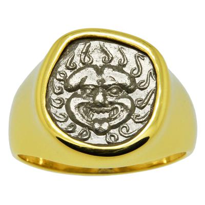 480-450 BC Gorgon coin in gold men's ring