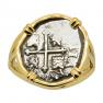 1650-1652 Spanish coin in gold ladies ring