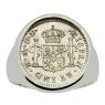 1783 El Cazador shipwreck coin in white gold men's ring