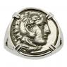 Alexander the Great coin in white gold ladies ring