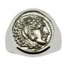 325-323 BC, Alexander the Great coin white gold men's ring
