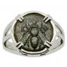 350-300 BC Bee bronze coin white gold ladies ring