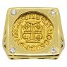 1718 Portuguese 400 Reis in gold ladies ring with diamonds