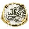 1689 Spanish 1/2 real in gold ladies ring