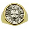 1139-1252 Crusader Cross coin in gold men's ring