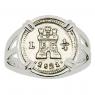 1821 Spanish 1/4 real in white gold ladies ring