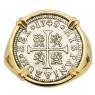 1749 Spanish half real coin in gold ladies ring