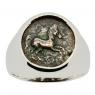 400-380 BC prancing horse coin in white gold men's ring