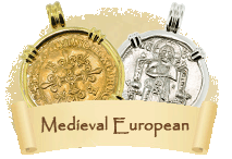 Medieval Times Coins in Gold Pendants