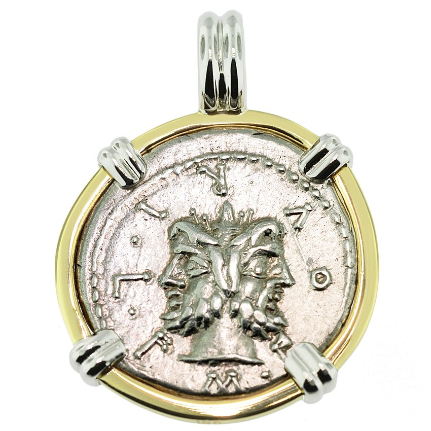 Roman God of Doors Janus Denarius Coin Pendant